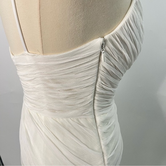 Watters 10 plunge draped mesh column 0739 gown white feminine - Picture 9 of 16